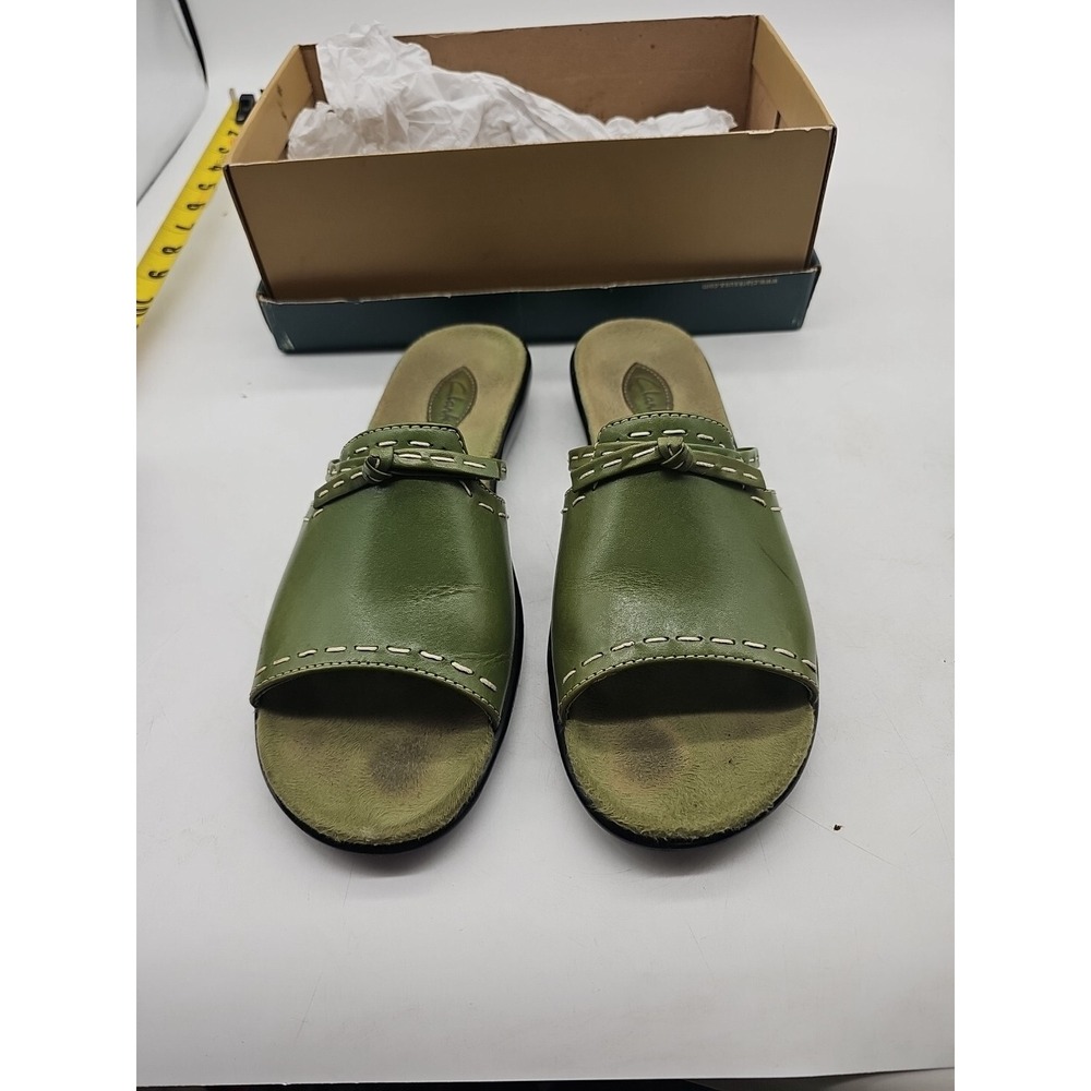 Clark's Open Toe Slide Sandals Green 7.5 M Y2K